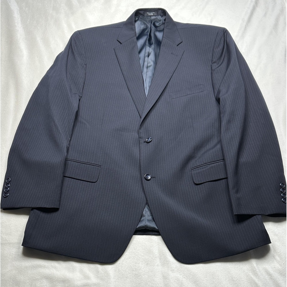 Jones New York Suit Jacket Mens 46 Blue Pinstripe‎ Wool 2 Button Notch Lapel